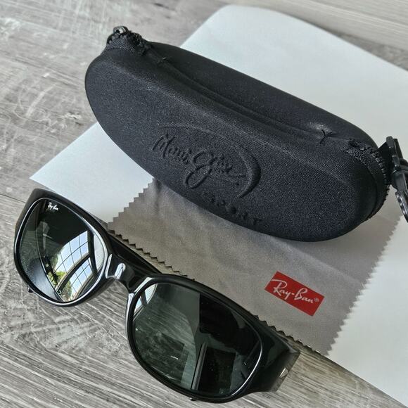 Vintage 80s Ray Ban B&L PSAS BLACK Outsider Sport Wayfarer Sunglasses Wrap - Picture 2 of 16
